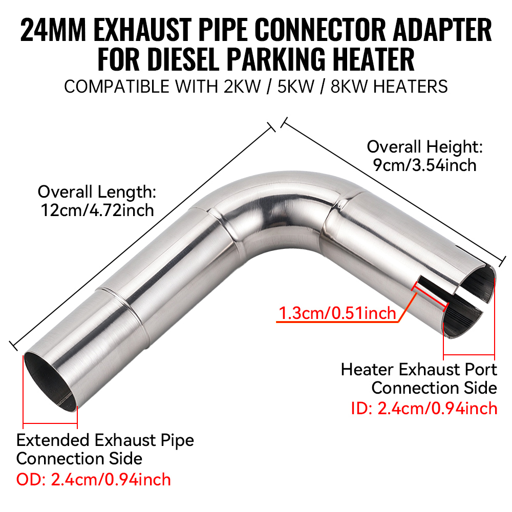 디젤 차량용 주차 히터 배기 엘보, 24mm 두께의 스 - Diesel Heater 8Kw Rv Camper 리뷰 및 가격