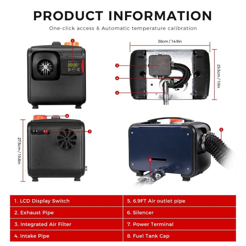 핫세일 12V/24V 110-240V 올인원 주차용 디 - Diesel Heater 8Kw Rv Camper 리뷰 및 가격